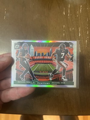 Michael Penix Jr./Michael Vick 2024 Panini Donruss Optic Dual Downtown Prizm 14
