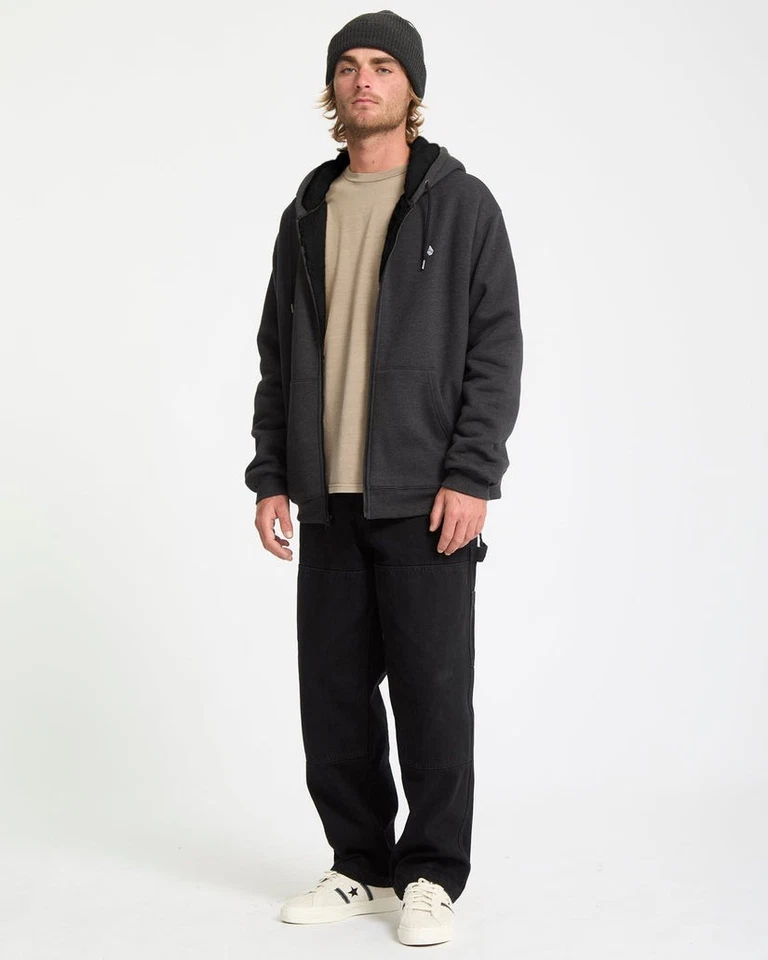 VOLCOM - Mens Single Stone Lined Zip Hoodie - Heather Black - Casual L/S Top - Image 3 of 4