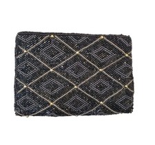 Neiman Marcus Vintage Beaded Mini Bag Coin Purse Black Gold