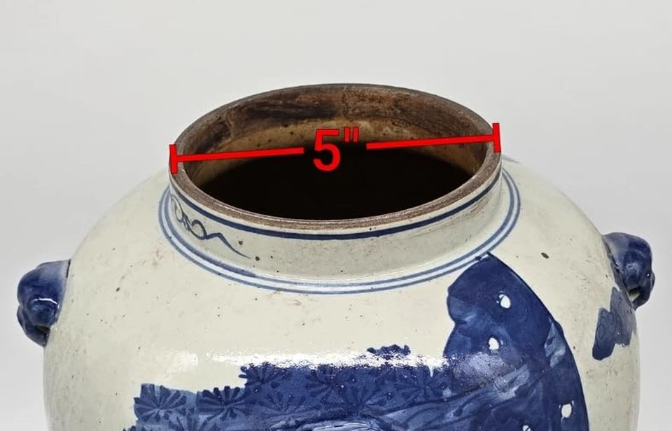 Tarros de jengibre azul y blanco antiguos de 19" de porcelana para niños Play Te... Foto 3 de 4