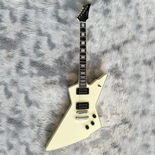 6 string Explorer Electric Guitar, Ivory White, Solid Body, Double Humbucker
