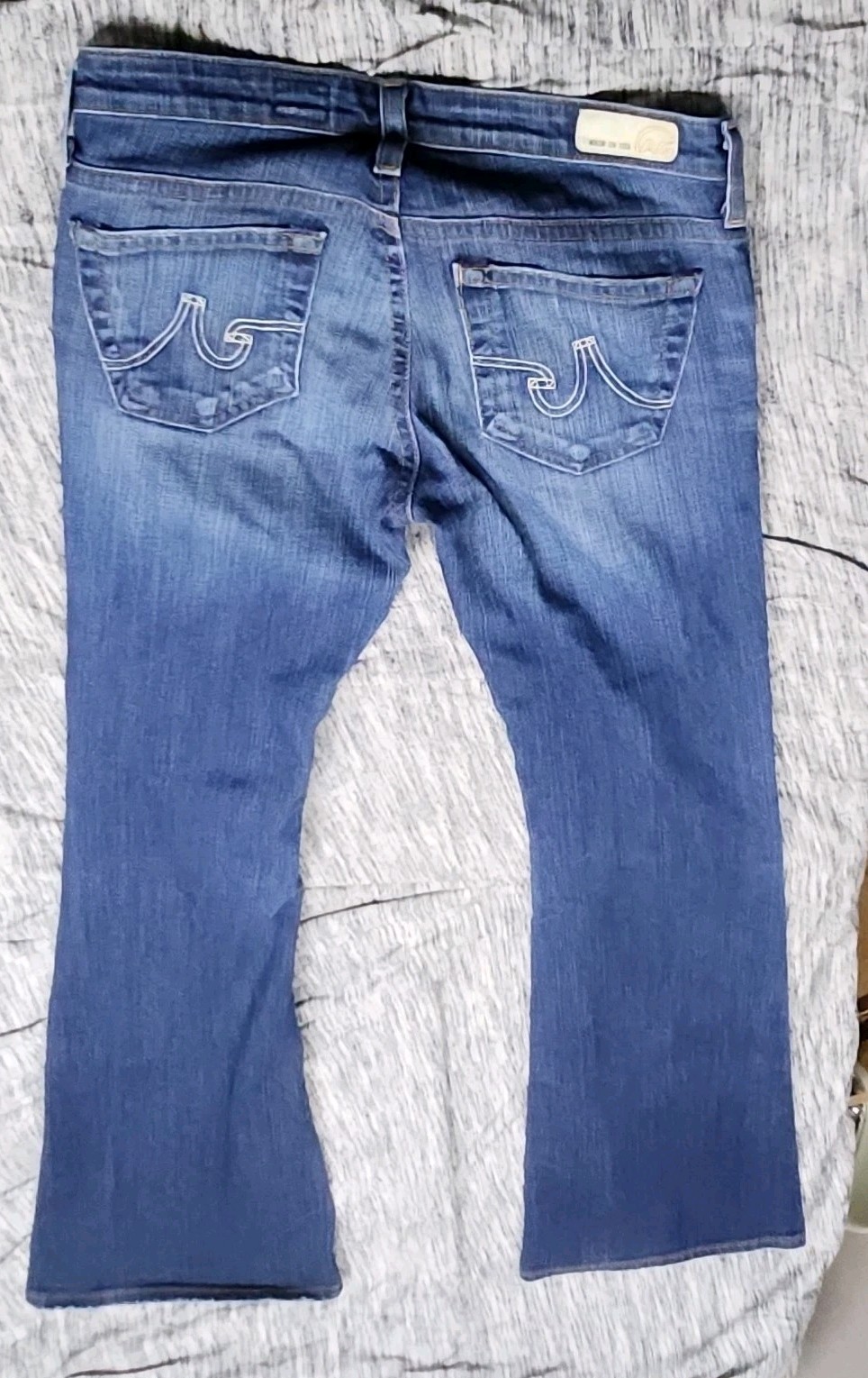 AG Adriano Goldschmied Women's Flare Jeans Blue Medium Wash Stretch Button Logo thumbnail 5