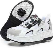 Wooowyet Kids Roller Skate Shoes Rechargeable Light-Up Wheels Boys Girls