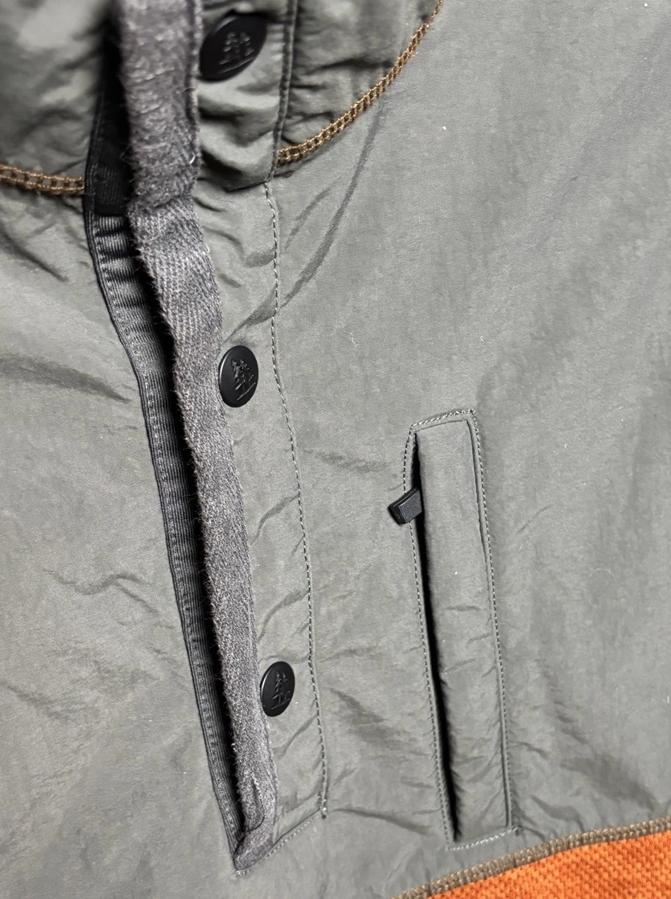 GH Bass & Co For Hard Service Fleece Pullover Orange Gray Snap Jacket Mens L - product detail image 5