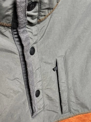 GH Bass & Co For Hard Service Fleece Pullover Orange Gray Snap Jacket Mens L image 5