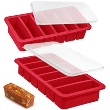 Best Silicone Freezer Trays with Lids 1/2 Cup Soup Molds Set of 2, for Freezing