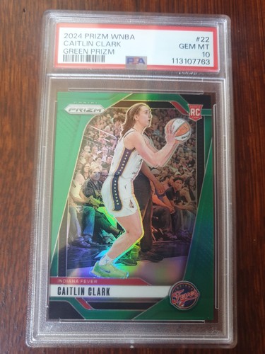 2024 Panini Prizm WNBA Caitlin Clark Rookie #22 Green Prizm PSA 10