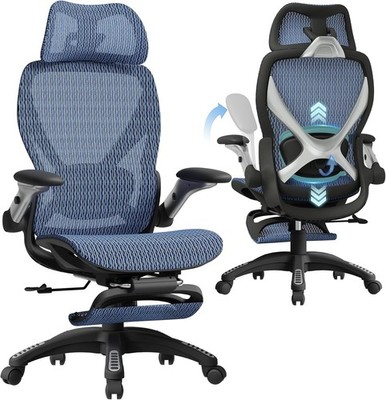 Ergonomic Mesh Chair ELABEST X100 Oaxaca Blue Footrest
