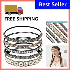 Glamorous 5pcs Rhinestone Beaded Headbands for Chic Women - Handmade Elegance