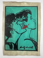 Andy Warhol COA Art Painting Original Drawing Vintage Paper Signed