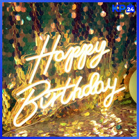 Led Neon Happy Birthday Schild Nachtlicht Warmweiß Usb Betrieben Dekoration