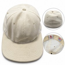 Vintage New Era Pro Model Fitted Hat Mens 7 1/8 Blank Cream Canvas Made in USA