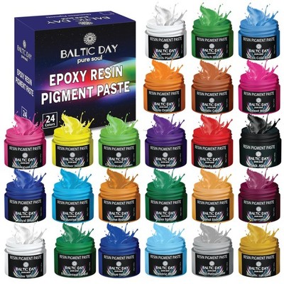 24 Pigment Pastes for Epoxy Resin Jars Set - Opaque Resin Pigment - Solid Epo...