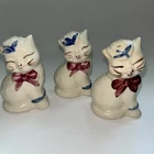 Vintage SHAWNEE Pottery Puss 'N Boots Cat White Red Bow Salt & Pepper Shakers