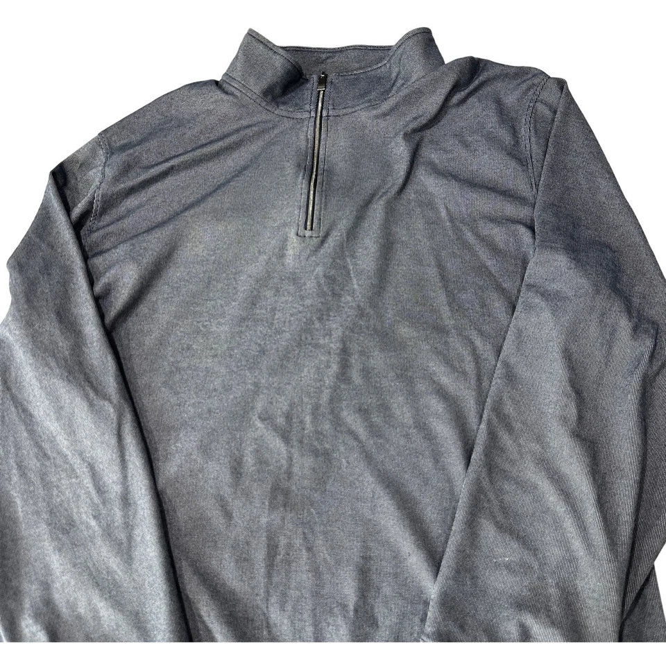 Calvin Klein 衬衫男式 XXL 码蓝色 1/4 拉链长袖棉混纺极简主义 — 第 2/4 张图片