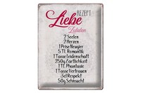 Blechschild Spruch 30X40Cm Rezept Liebe Zutaten Schild