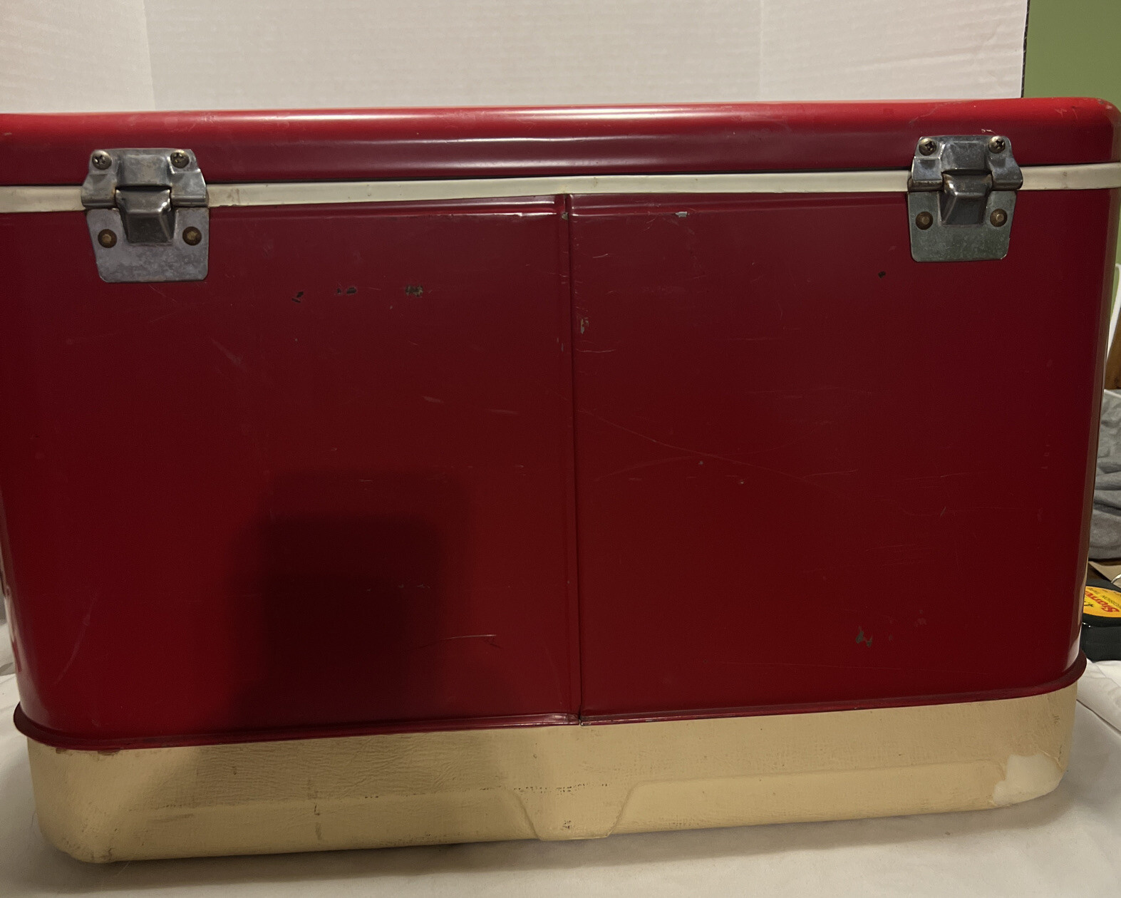 Vintage Thermos Brand Red Metal Cooler Bottle Opener Ice Chest Deluxe Model