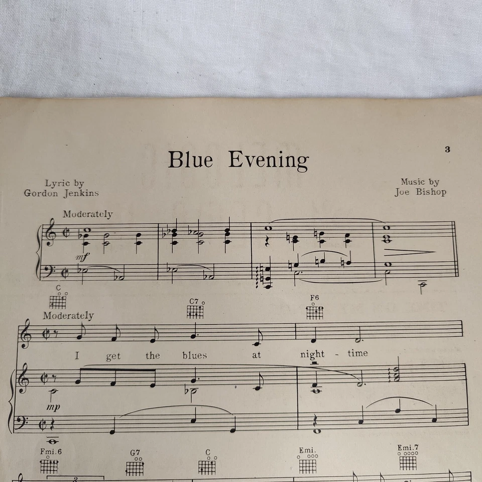 RARA 1939 Partitura De Colección BLUE NIGHT Woody Herman Orchestra Miller Music Foto 4 de 4