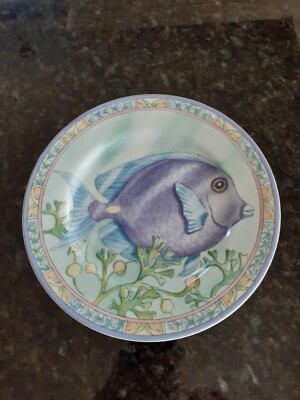 Sea Garden Series Collectible 'Blue Tang' Salad Plate 8 1/4 Inches. 