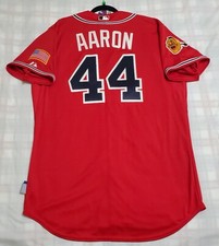 Authentic Majestic, 48 XL ATLANTA BRAVES, HANK AARON, COOL BASE ON FIELD Jersey