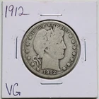 1912 50C Barber Liberty Head Half Dollar in VG Condition #2571
