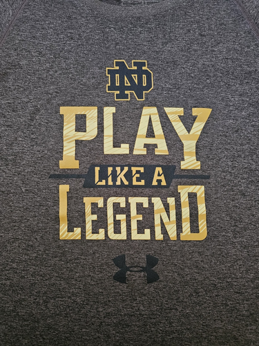 Under Armour Notre Dame Play Like a Legend T-Shirt Boys's Long Sleeve Size YLG/L - Picture 3 of 6