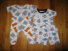 Carters 4 pieces Infant Baby sz 6 Mo 2 Piece cotton T Shirt Short Pant sets