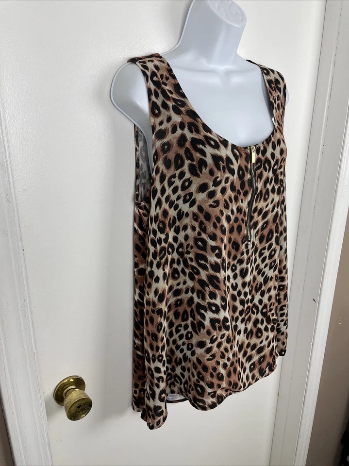 Blusa SPANDEX RAYÓN POLIÉSTER SIN MANGAS ESTAMPADO ANIMAL TALLA XL August seda nueva con etiquetas $50 Foto 3 de 4