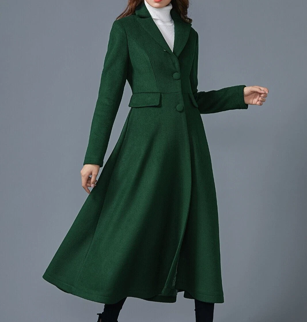 Khaki green wool coat top