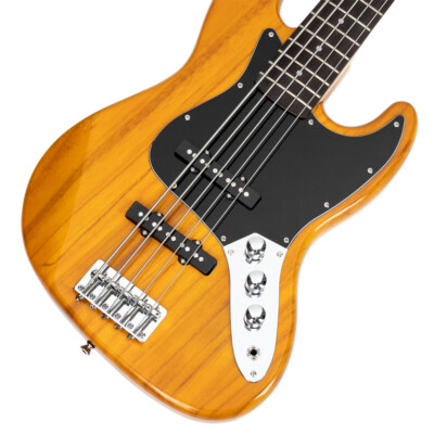 5-String Jazz Bass Single Single Pickup Transparent Yellow Black Guard
