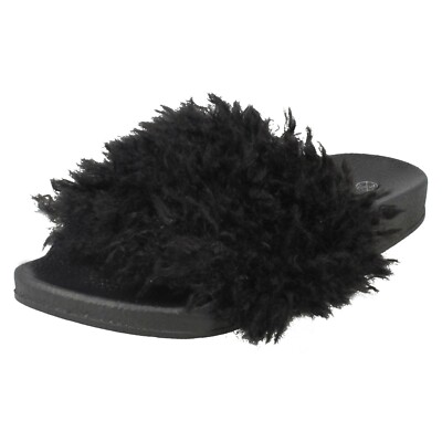 Spot On Women's Flat Faux Fur Slippers F0R0087