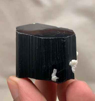 349ct EXTREMELY RARE Black Tourmaline Schorl Crystal with Albite - Afghanistan