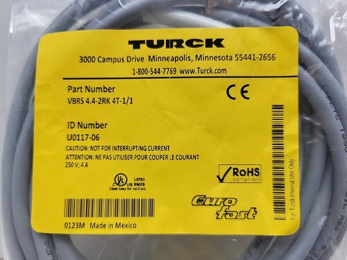 Turck VBRS 4.4-2RK 4T-1/1 Two Branch Daisy Chain Cordset M12 M to M12 1m New - Picture 3 of 10