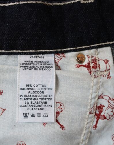 True Religion Slim Jeans Men's 46 x 35 Dark Denim Straight Leg Buddha World Tour - Picture 4 of 7