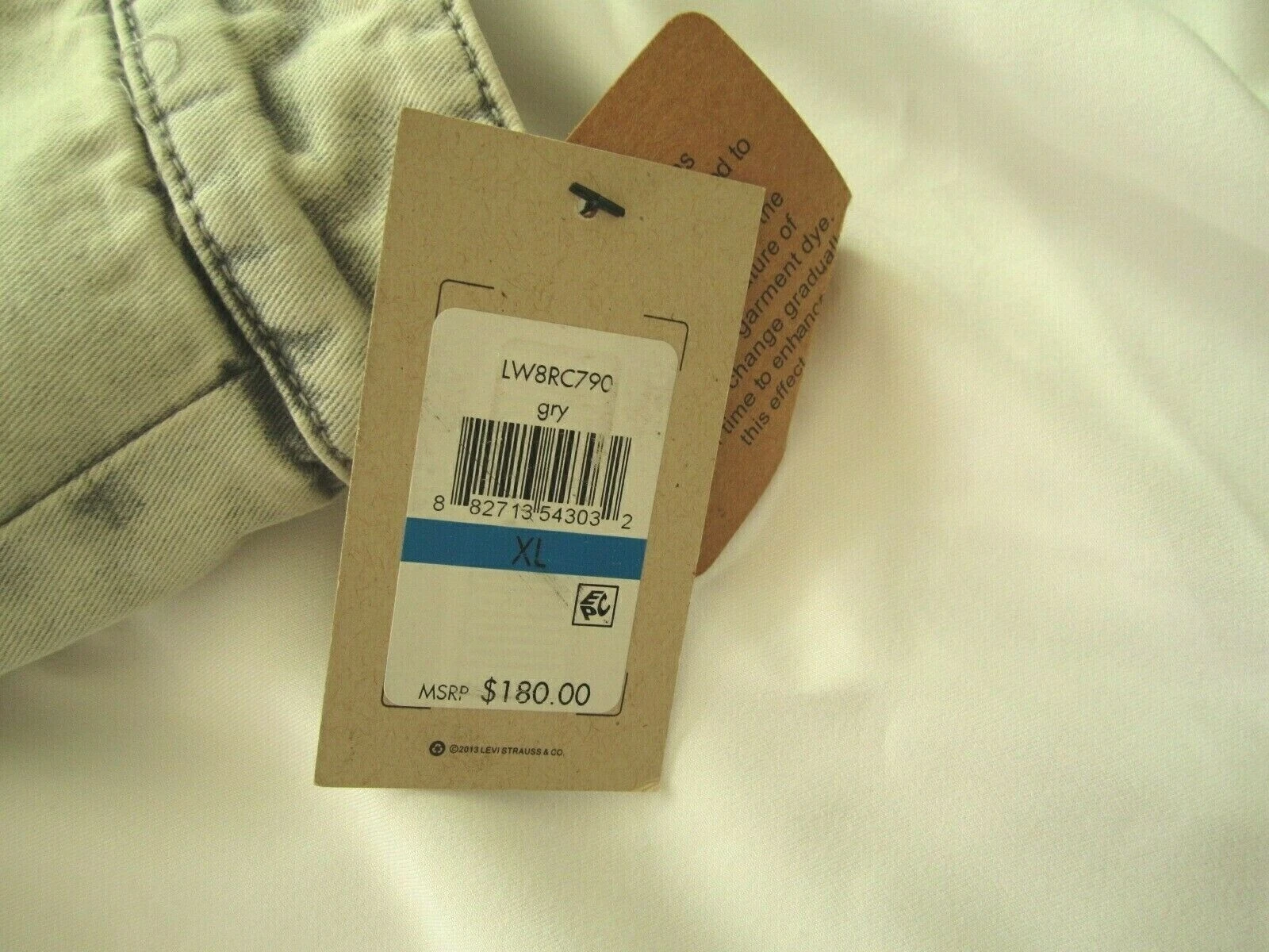 Levis Mens Sherpa Lined Trucker Jacket Grey Acid Wash Denim XL LW8RC790 - product detail image 2