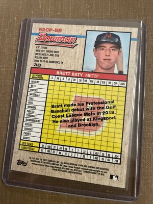 Brett Baty 2020 Bowman Heritage Chrome Blue Refractor 24/99 #92CP