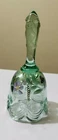 Fenton Teal Green Hand Painted Bell With Panies Signed by Artist
