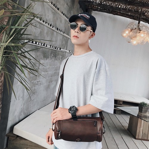 Fashion Retro PU Leather Bag Crazy Horse Men Bags Personalized Small Backpack - Picture 6 of 15