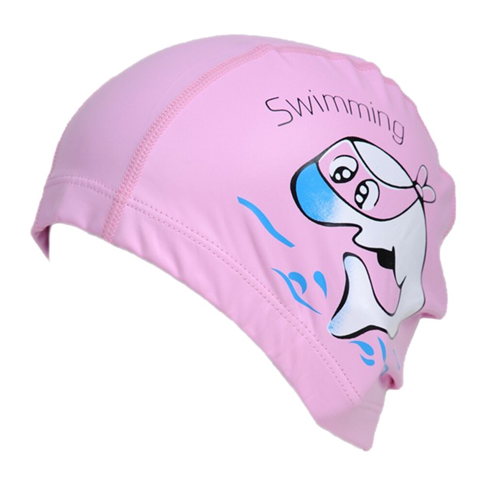Children Beach Swim Cap Cartoon PU Swim Wear Cap for Water Sports (Pink