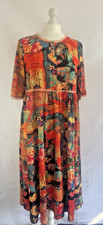 BNWT Floryday Dress Size L Chest 40" Abstract Orange Long Floaty Maxi
