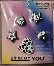 Mono Black  White Crocs Shoe Charms 5 piece Set