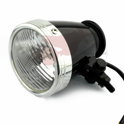 4'' Chrome Polish Ring Retro Headlight Motorcycle For Harley Chopper Cafe Race