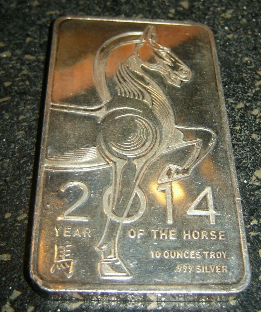 10トロイオンス ファインシルバー 銀バー 2014 YEAR OF THE HORSE 10 oz SILVER BAR.999 fine | eBay