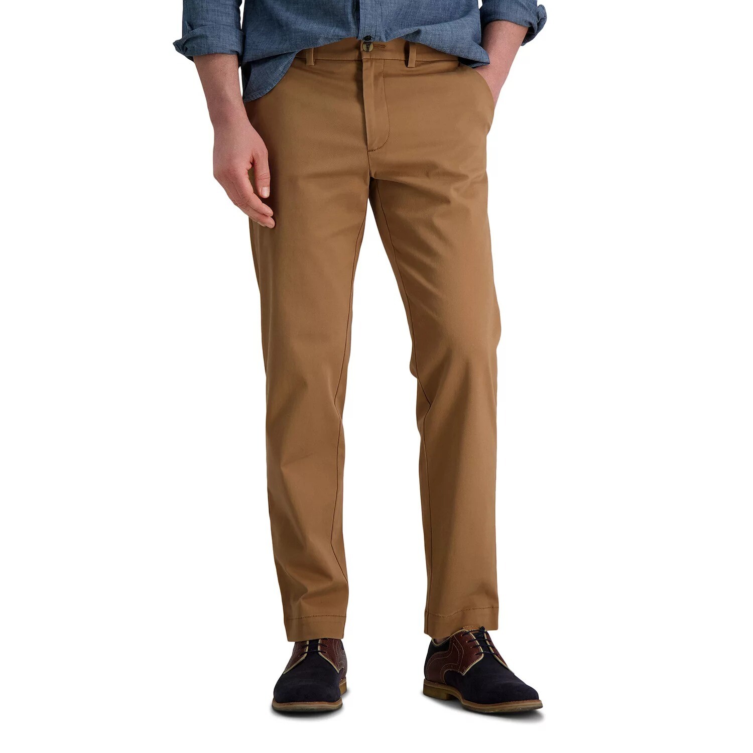 Haggar Men's Life Khaki StraightFit Comfort Chino FlatFront Pants