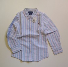 NWT Ralph Lauren Girls Kids Striped Oxford Shirt 6X Blue Multi