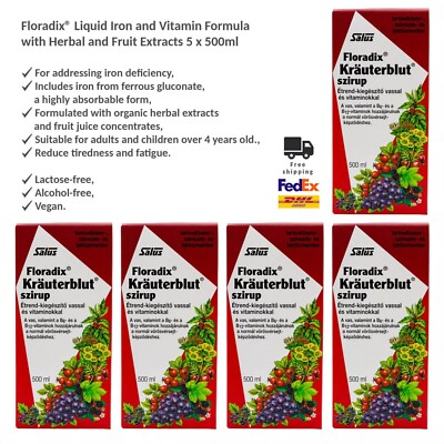 Floradix Kräuterblut: Flüssige Eisen Vitaminformel Pflanzen Fruchtextrakten x5