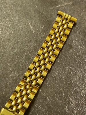1960s Beads of Rice yellow gold-plated ladies vintage watch band 11mm ...