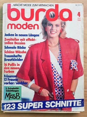 Vintage GERMAN BURDA Fashion Home Cookery SEWING MAGAZINE Patterns 4/ 1986 NEW