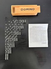 Vintage  28 Tile Bakelite   Domino Set with Dragon Design Wooden Box Double 6