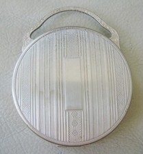 Vintage Art Nouveau Deco Classic Auto Silver Bale Handle Powder Compact 1920s #3